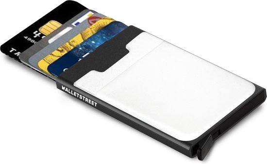 Walletstreet Uitschuifbare Pasjeshouder DS Plus Zebra - Walletstreet Aluminium Creditcardhouder Card Protector Anti-Skim/ RFID Card Protector 8 Pasjes – Zwart/Black