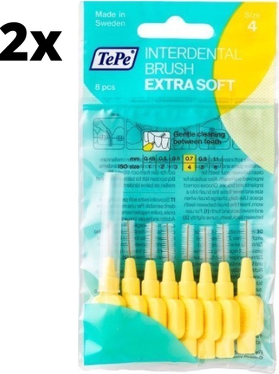 Goedkoopste TePe Extra Soft Lichtgeel 0,7mm - 2 x 8 stuks - Voordeelverpakking
