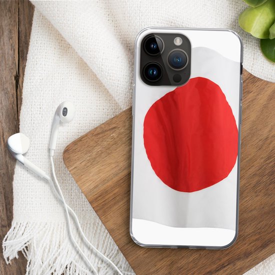 Telefoonhoesje Geschikt voor Apple Iphone 14 Pro hoesje - De vlag van Japan op een witte achtergrond - Siliconen Telefoonhoesje Telefoonhoesje