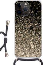 Geschikt voorApple Iphone 14 Pro - Crossbody Case - Glitters - Abstract - Design - Siliconen - Crossbody - Backcover met Koord - Telefoonhoesje met koord - Hoesje met touw