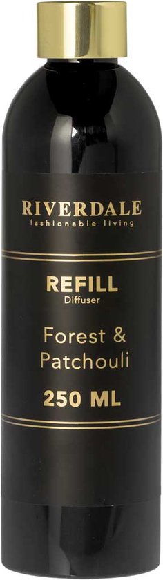 Riverdale - Geurstokjes navulling Forest & Patchouli - 250ml - Zwart - Incl GRATIS zwarte stokjes & handig trechtertje - Riverdale