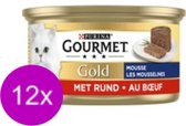 12x Gourmet Gold - Mousse de Boeuf - Nourriture pour chat - 85g