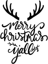 Sticker - Merry Christmas Y'all - Kerst - Raamsticker - 25x20cm - WIT
