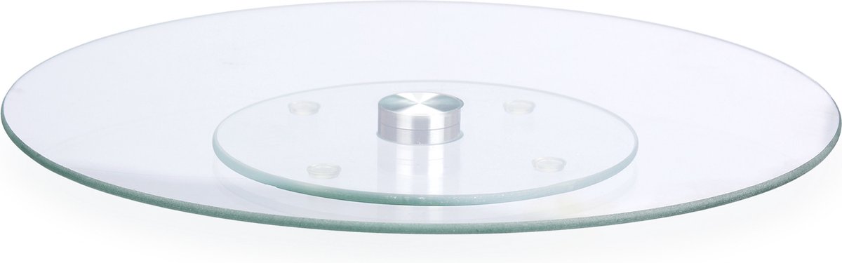 Relaxdays 1x taartplateau - draaibaar - serveerplateau - taartstandaard - 30 cm - glas
