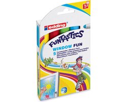edding 16/5 S Funtastics raamstiften set- raamstiften - set van 5 kleuren - voor kinderen - zomervakantie - kindercadeau