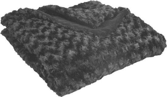 Plaid Curly Fur 120x160 cm - Overig - Zwart - Zwart - SILUMEN
