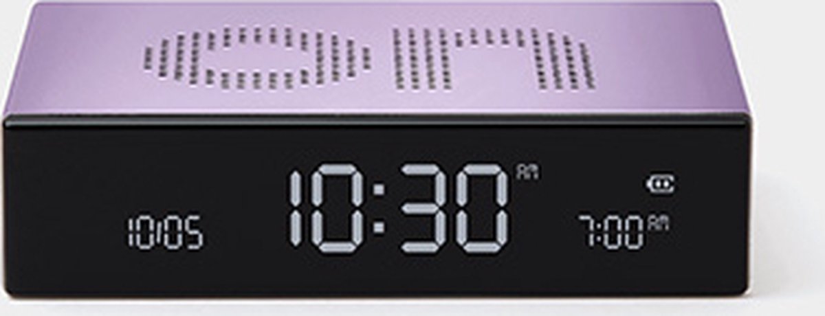 Lexon Flip Premium Digitale Wekker ON OFF - Paars
