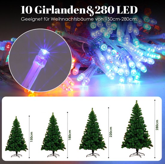 Kerstverlichting 280LED Binnen etalage kerstboom buitenverlichting RGB