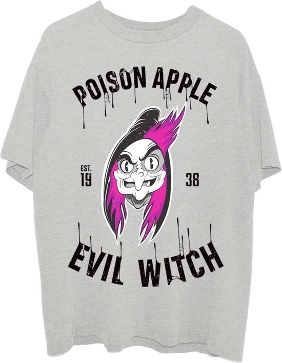 Disney Snow White Unisex Tshirt Evil Witch Poison Apple Grijs