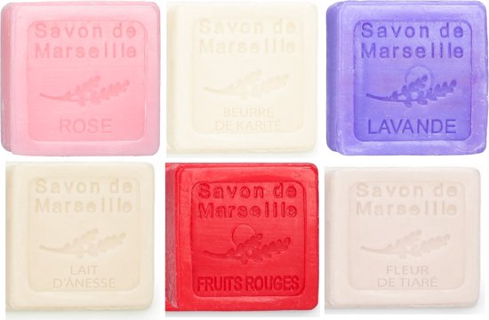 Set Marseille gastenzeep met 6 geuren