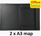 2 x A3 Elastomap Office Basics - extra stevig glans karton - zwart