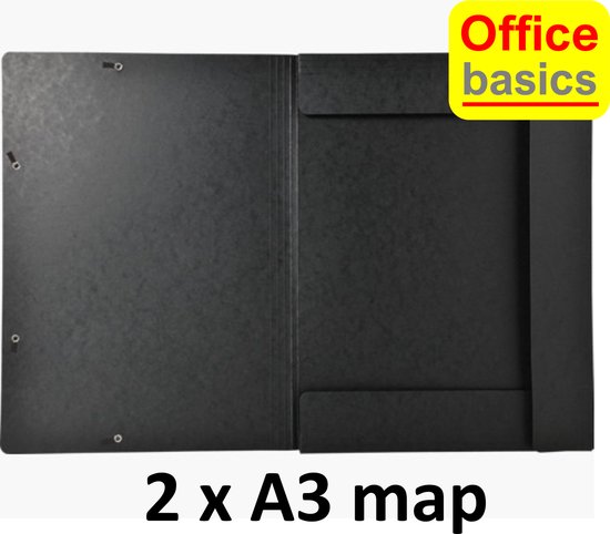 2 x A3 Elastomap Office Basics - extra stevig glans karton - zwart