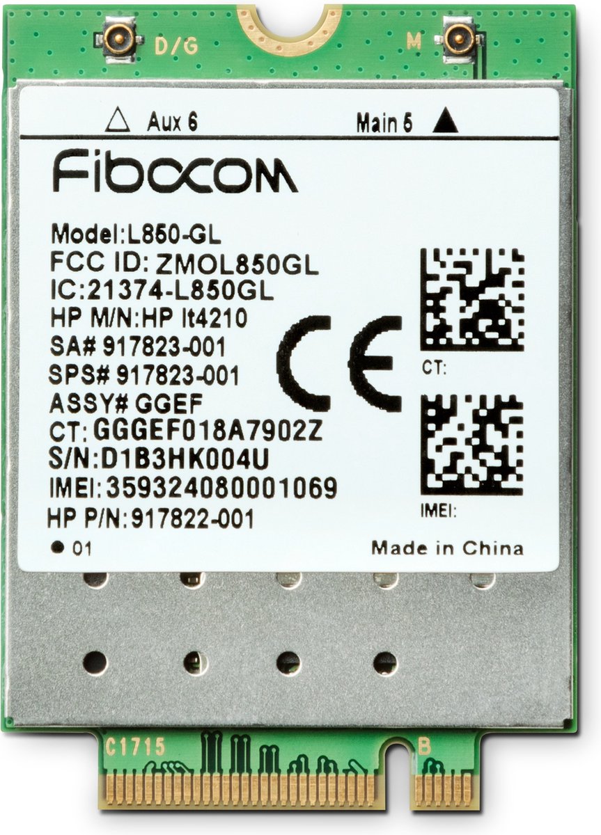 HP XMM 7360 - Draadloze mobiele modem - 4G LTE - M.2 Card - 150 Mbps - voor EliteBook 735 G6, 745 G6, 840 G6, 850 G6; ProBook 640 G5, 650 G5; ZBook 15 G6, 17 G6