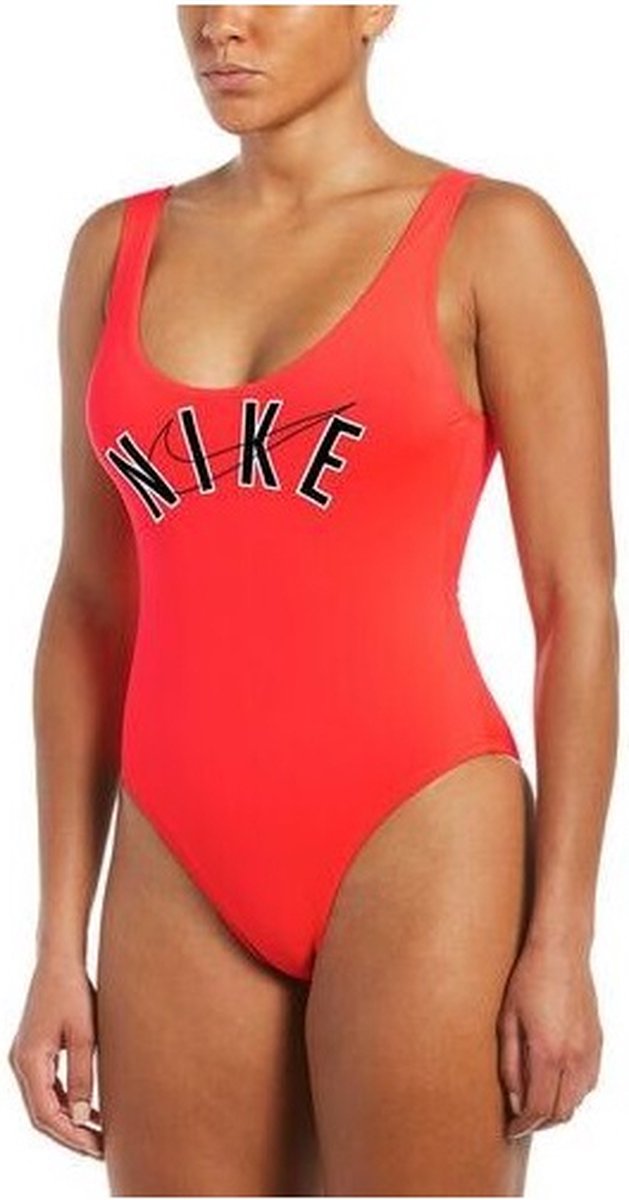 Nike badpak Dames model U-Back One Piece RoodOranje Zwart