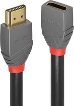 LINDY 36475 HDMI-kabel HDMI Verlengkabel HDMI-A-stekker, HDMI-A-bus 0.50 m Antraciet, Zwart, Rood Vergulde steekcontact