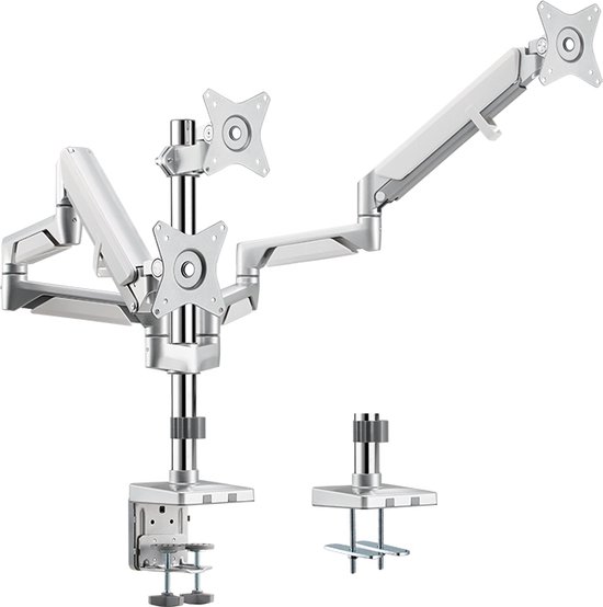 Digitus DA-90369 Ultradunne Monitorstandaard – Zilver – Geschikt Voor 11 Tot 32 Inch – Draagkracht 10 Kg – Ruimte Voor Toetsenbord