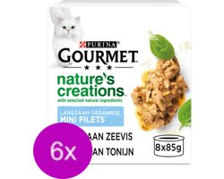6x Gourmet Nature's Creations - Zeevis in Blik Multipack - Kattenvoer - 8x85g