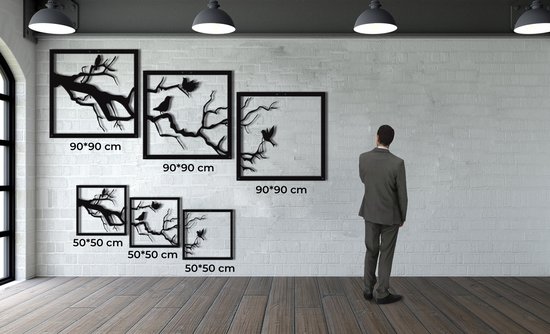 Métal Art Art Oiseau Sur Une Branche D'arbre Métal Bird Wall Silhouette Décoration Murale En Forme De Cœur Pour Salon Chambre à Coucher Bureau Maison Maison Maison Ménage