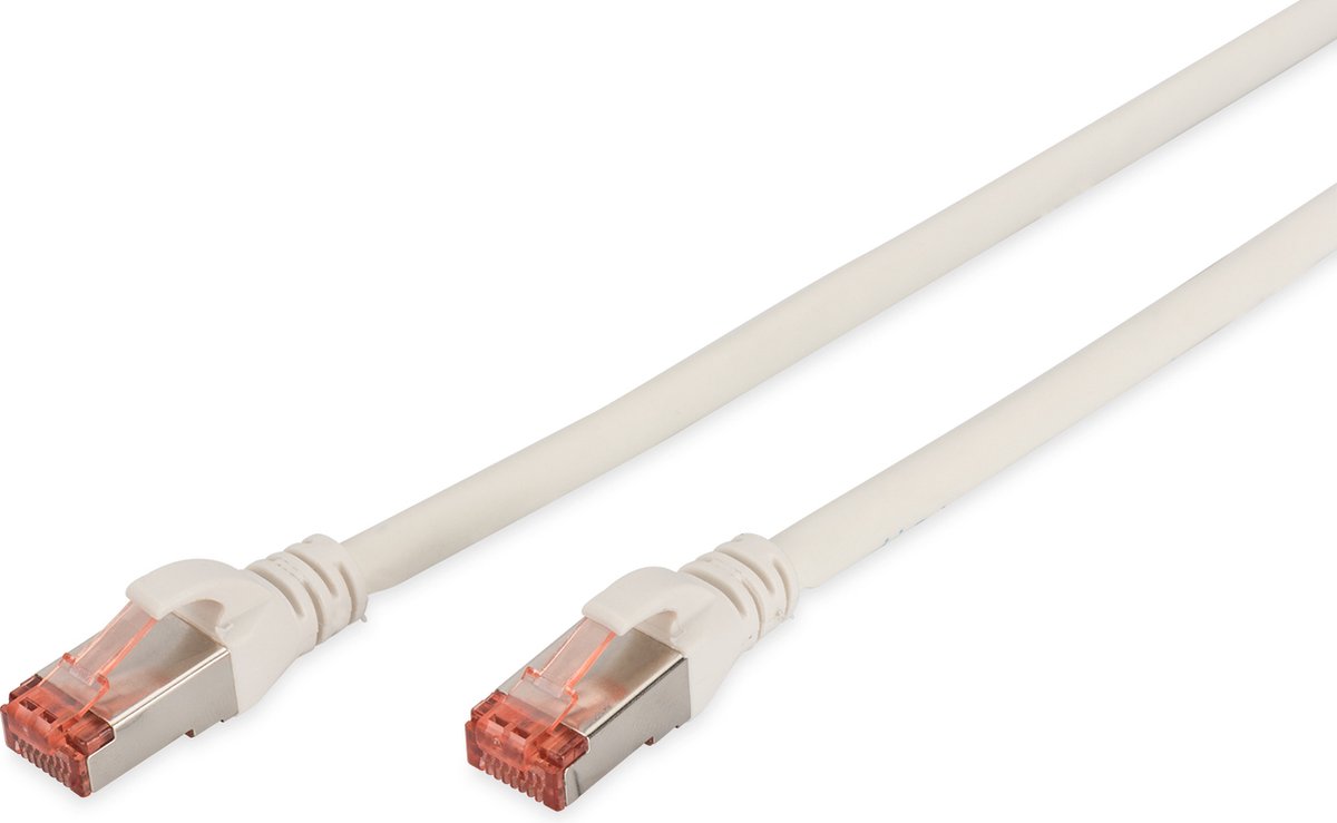 Digitus DK-1644-050/WH RJ45 Netwerkkabel, patchkabel CAT 6 S/FTP 5.00 m Wit Vlambestendig, Folie afscherming, Afschermi