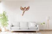 Geometrische Vogel - Echt hout warme kleur Wanddecoratie - Muurdecoratie - Line art - Wall art
