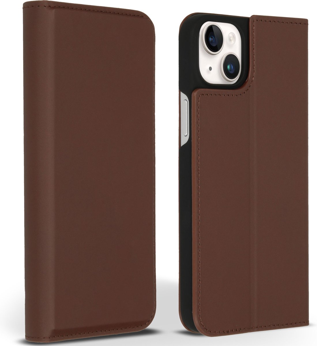 Accezz Hoesje Geschikt voor iPhone 14 Plus Hoesje Met Pasjeshouder - Accezz Premium Leather Slim Bookcase - Bruin