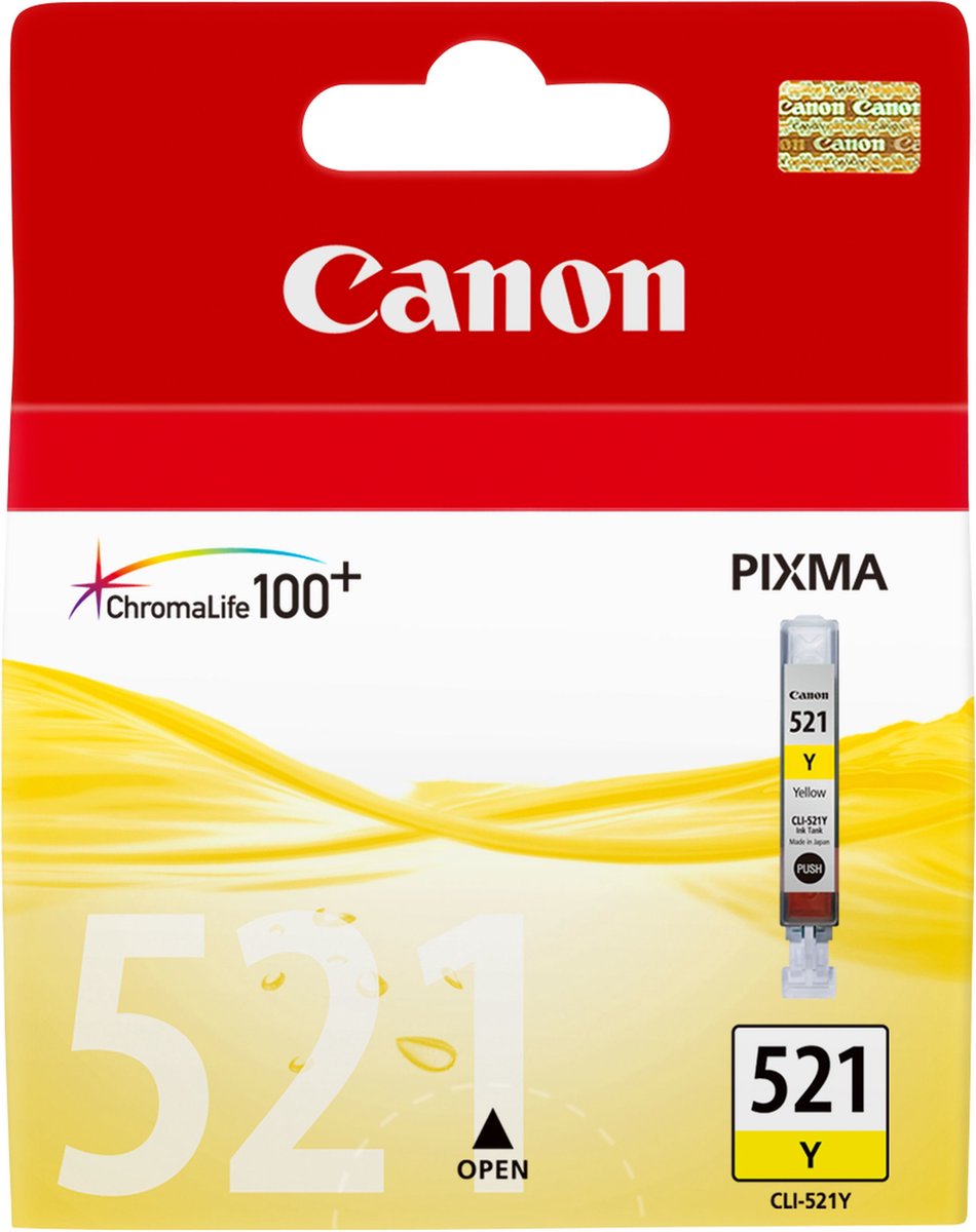 Canon Inkt - CLI-521Y 2934B001, Geel, Retail