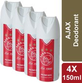Ajax Deodorant - Rood/Wit - Spray 150 ml - 4 stuks Voordeelverpakking