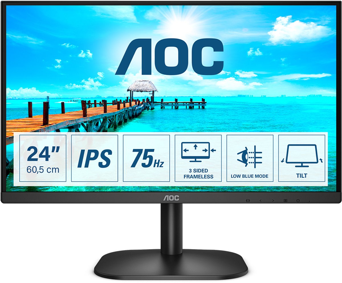 Monitor AOC 24B2XD 23,8"LED IPS Flicker free 75 Hz 50-60  Hz 23.8"