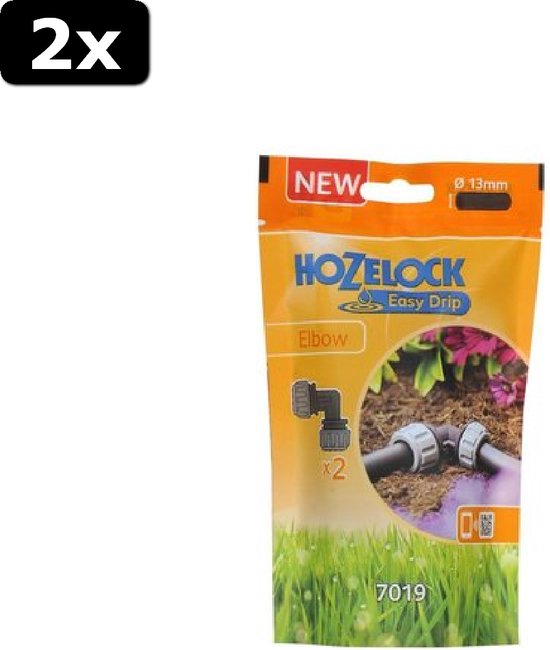 2x Hozelock 7019 0000 Easy Drip bocht 90¬∞ graden 13mm (2st)