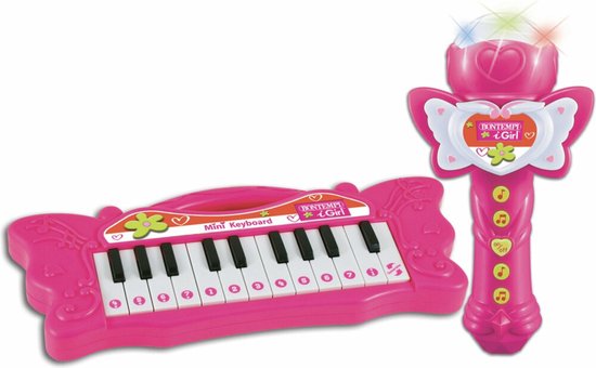 Bontempi Spa Mini Keyboard iGirl - Speelgoedinstrument - Met Microfoon - Roze