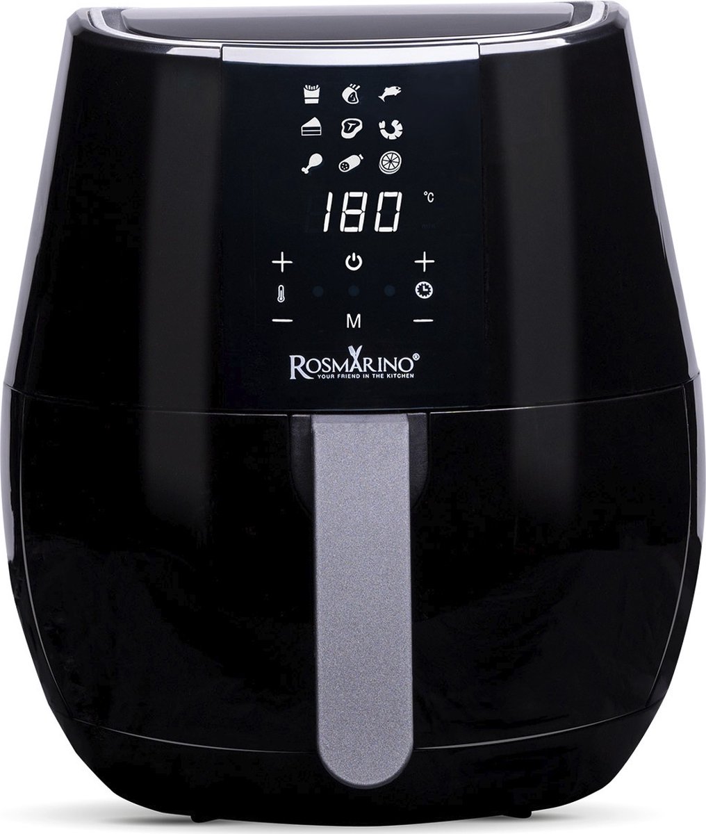 Rosmarino Infinity Airfryer Pro - heteluchtfriteuse - 3.5 liter - touchscreen LED display - 9 voorgeprogrammeerde programma's - hot air heating technology - 800gr friet voor het hele gezin - zwart