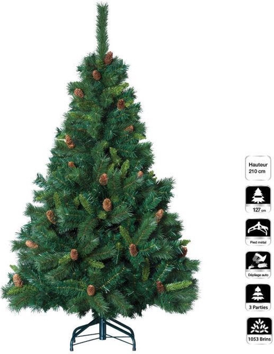 Kerstboom met dennenappels - 210 cm