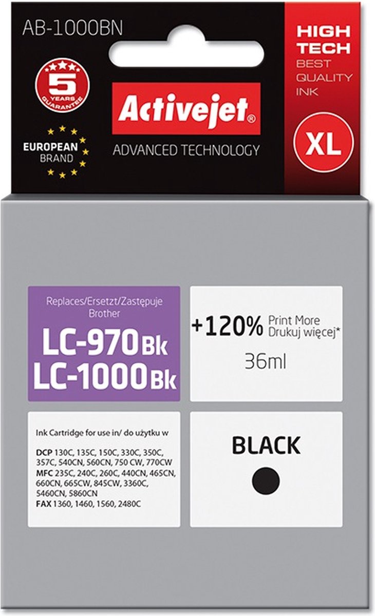 Originele inktcartridge Activejet AB-1000BN Zwart