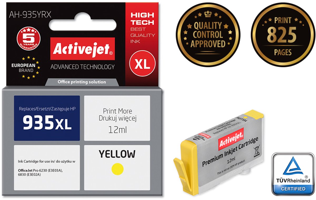 Ink Activejet AH-935YRX (replacement HP 935XL C2P26AE; Premium; 12 ml; Yellow)