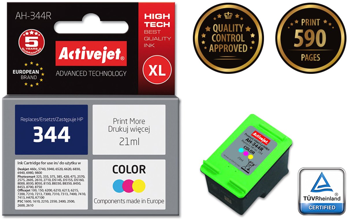 Originele inkt cartridge Activejet AH-344R Cyaan/Magenta/Geel