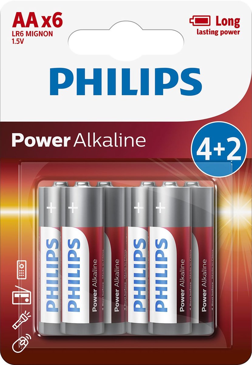 Philips Power Alkaline Batterij LR6P6BP/10