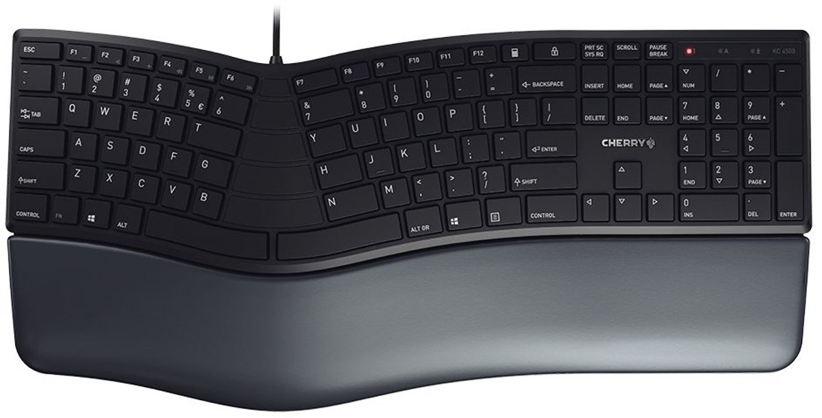 CHERRY KC 4500 ERGO toetsenbord USB QWERTY Amerikaans Engels Zwart