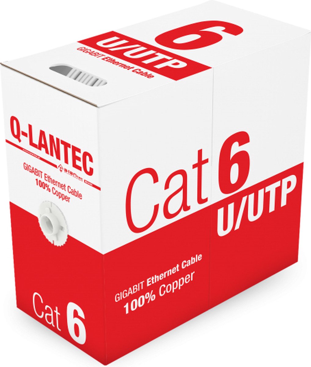 Q-LANTEC KIU6PVC305 - UTP Cat6 Netwerkkabel op Rol - 305m - PVC - Lichtgrijs