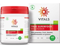 Vitals True Superfood Biologisch 400 gram. Brede aanvulling van nutriënten met groenten, fruit, kiemen, paddenstoelen en greens.