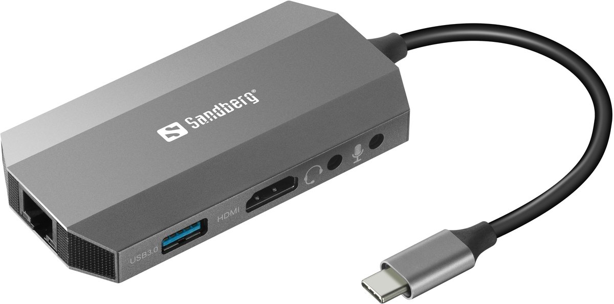 Sandberg - 136-33 - USB-C 6-in1 Travel Dock - Grijs