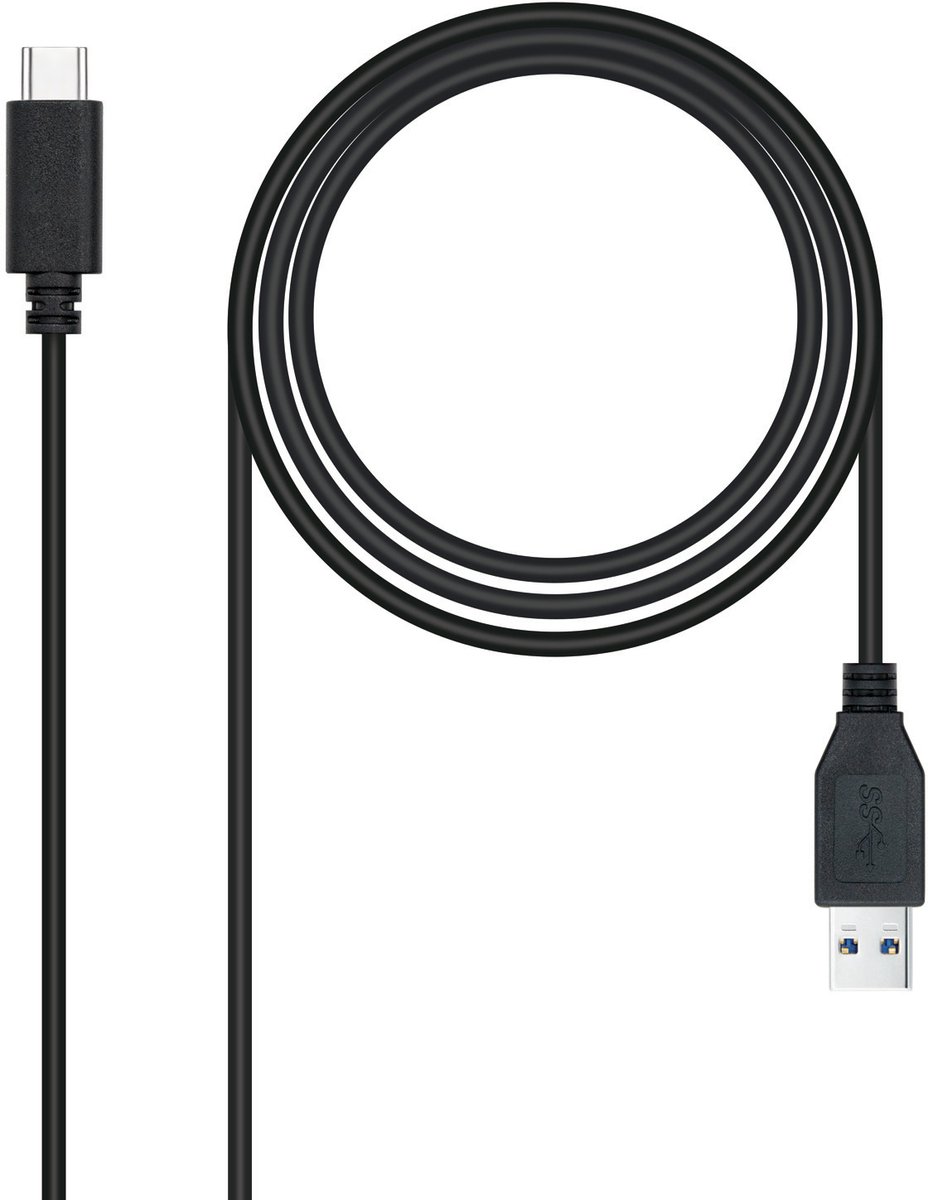 USB to Mini USB Cable NANOCABLE Cable USB 3.1 Gen2 10Gbps 3A, tipo USB-C/M-A/M, Black, 1.5 m (1,5M) Black