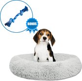 Pawzle Hondenmand - Donut Hondenkussen - Kattenmand - Bed voor Honden & Katten - Wasbaar - 50cm - Grijs