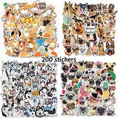 Honden Stickers - set 200 stuks - Husky Mopshond Duitse Herder Corgy - Laptop Stickers - Stickervellen