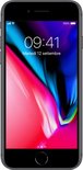 Donkergrijze iPhone 8 met de tijd en datum op het scherm.
