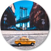 New York Taxi - Muurcirkel 70cm - Wandcirkel voor buiten - Aluminium Dibond -