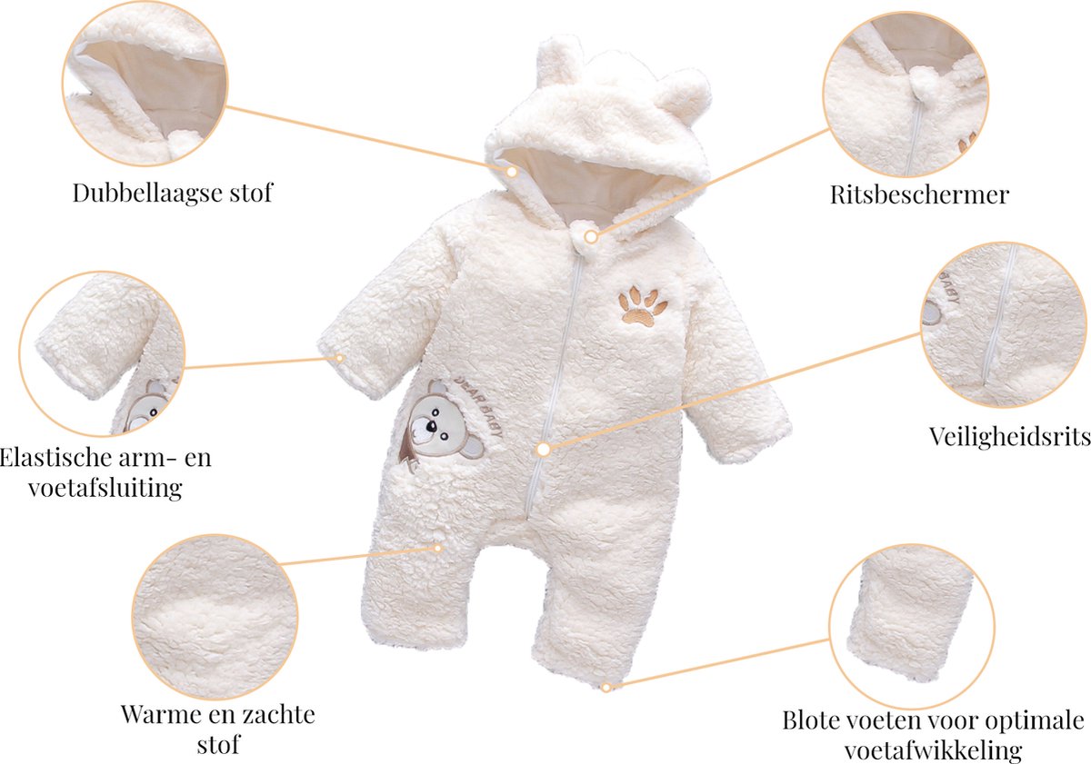 Budino® Baby Onesie - Baby Romper - Baby Pyjama - Baby Pakje - Baby Verkleedkleding - Carnavalskleding - Dier - Dear Beer - Wit — afbeelding 4
