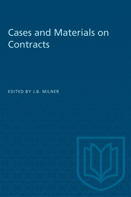 Cases and Materials on Contracts, J.B. Milner 9781487578978 Boeken