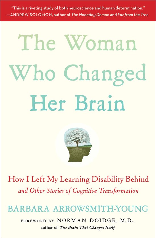 Boek 'The Woman Who Changed Her Brain' met op de kaft een gestileerde weergave van een menselijk hoofd met daarin een boom, in pastelkleuren.