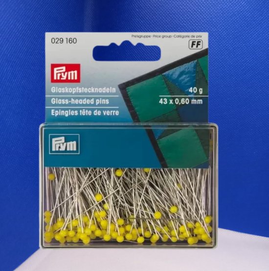 Foto: Glaskopspelden zilverkleurig 0 60 x 45 mm geel 40 g glas en kopspelden prym