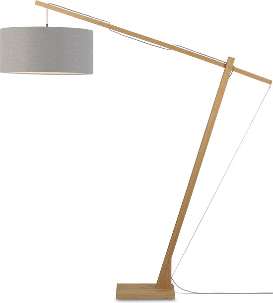 GOOD&MOJO Vloerlamp Montblanc - Bamboe/Lichtgrijs - 175x60x207cm - Scandinavisch,Bohemian - Staande lamp voor Woonkamer - Slaapkamer